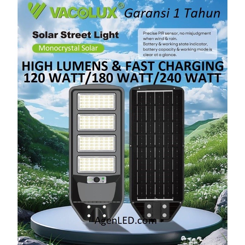 TERMURAH - VACOLUX Lampu Jalan PJU LED Solar Cell 120W 180W 240W Panel Surya SOROT 120 180 240 W