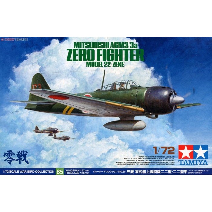 TAMIYA 60785 1/72 Mitsubishi A6M3/3a Zero Fighter Zeke