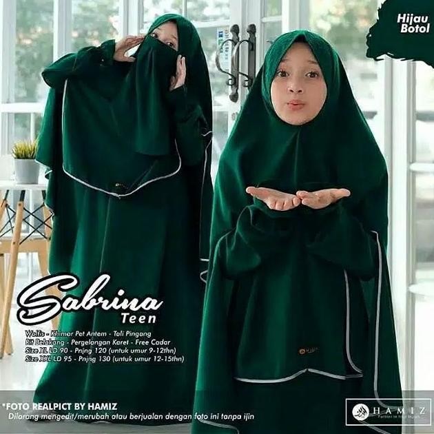 Baru Sabrina Teen Syari Gamis Anak Remaja Set Khimar Wolfis Cadar Niqab