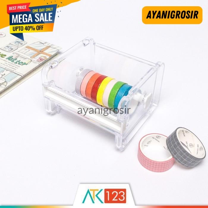 

BEST SELLER TEMPAT / KOTAK WASHI TAPE STORAGE BOX / CUTTER / DISPENSER LTT BY AYANI GROSIR !!