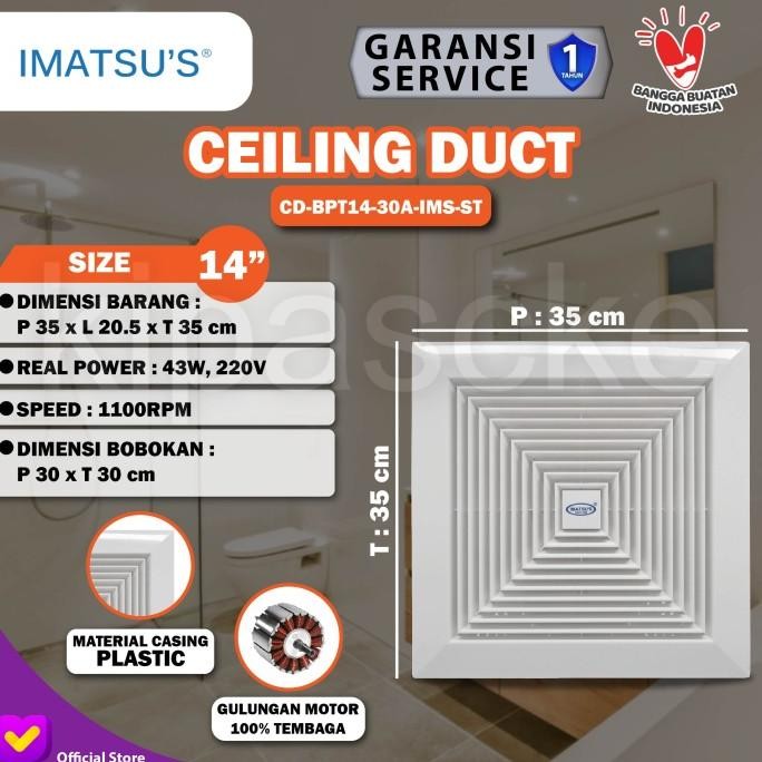 Ducting Exhaust Fan Plafon Kipas Hisap 14 Inch Ceiling Exhaust