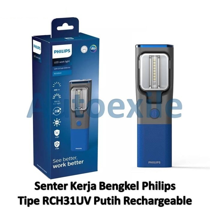 TERBARU - Philips Work Light LED RCH31UV Rechargeable Putih Lampu Senter Kerja