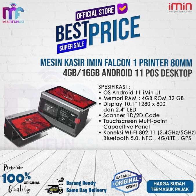 

Mesin Kasir iMin Falcon 1 Printer 80mm 4GB/16GB Android 11 POS Desktop