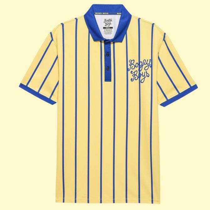 < Bogey Boys Stripe Athletic Golf Polo Shirt Yellow
