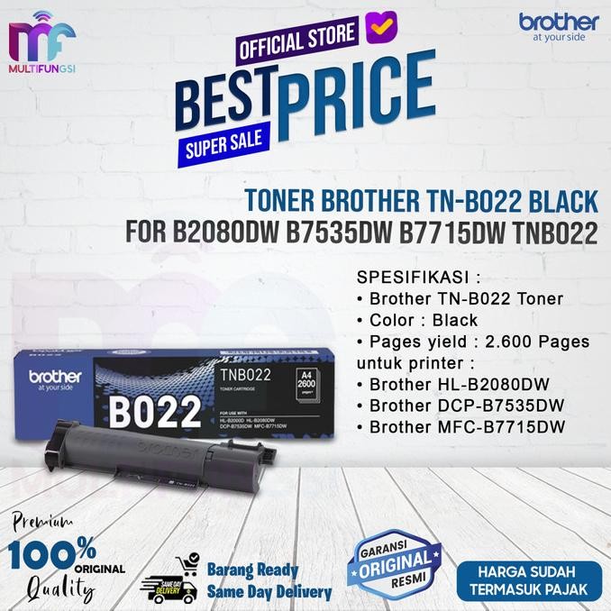 

Toner Brother TN-B022 Black For B2080DW B7535DW B7715DW TNB022