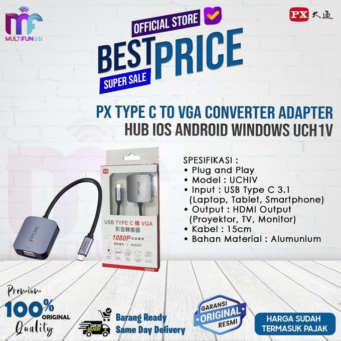 

PX Type C to VGA Converter Adapter Hub iOS Android Windows UCH1V
