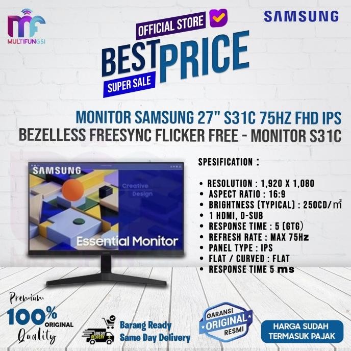 

Monitor Samsung 27" S27C310 75Hz FHD IPS Bezelless FreeSync S31C