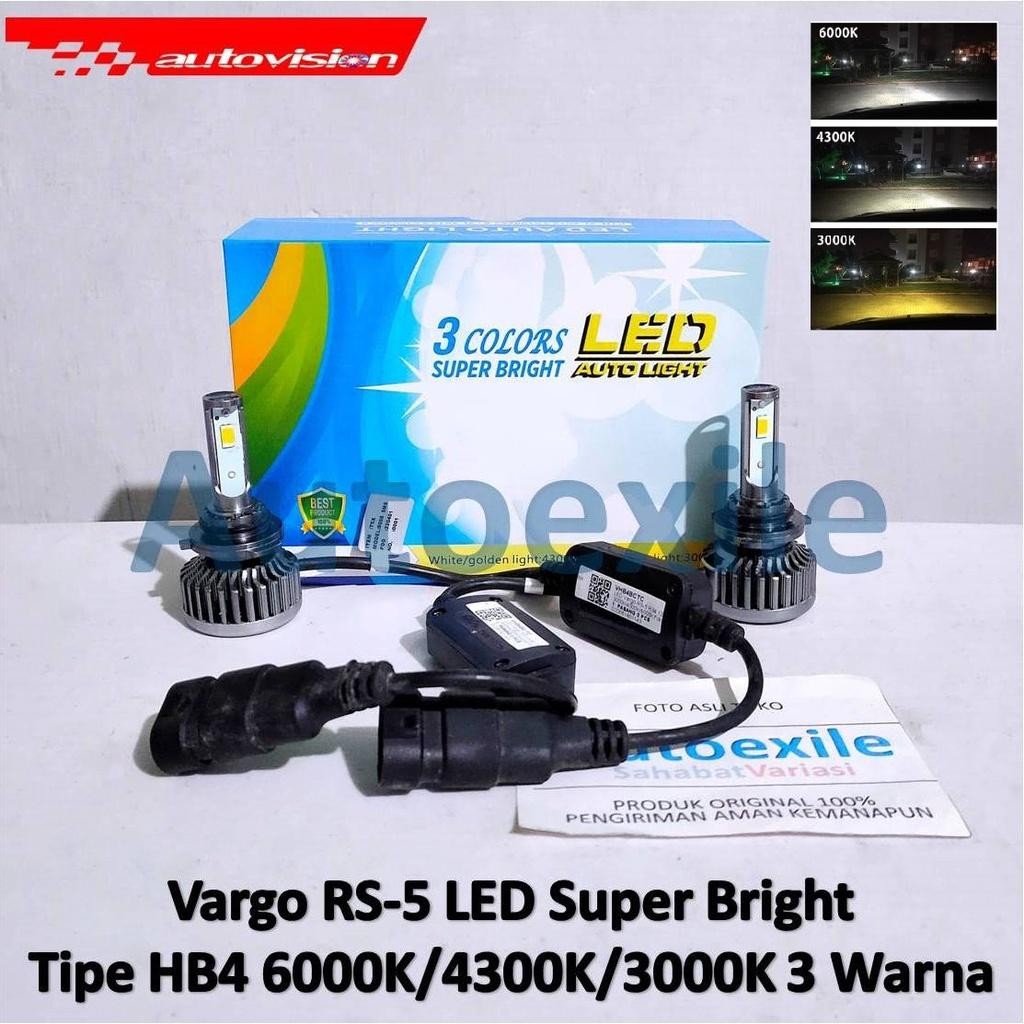 Autovision Vargo Rs5 Led Super Bright Hb4 9006 12V 3Warna White Putih 6000K Warm Hangat 4300K Golden