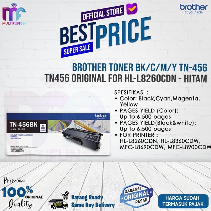 

Brother Toner BK/C/M/Y TN-456 / TN456 Original For HL-L8260CDN