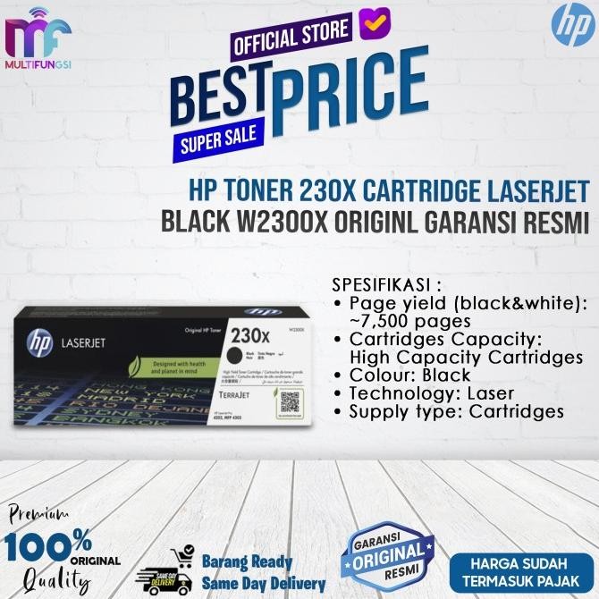 

Hp Toner 230X Cartridge LaserJet Black W2300X Original Garansi Resmi