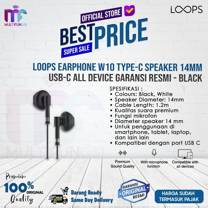 

Loops Earphone W10 Type-C Speaker 14mm USB-C All Device Garansi Resmi