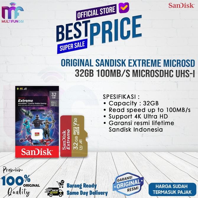 

ORIGINAL SANDISK EXTREME MICROSD 32GB 100MB/S MICROSDHC UHS-I