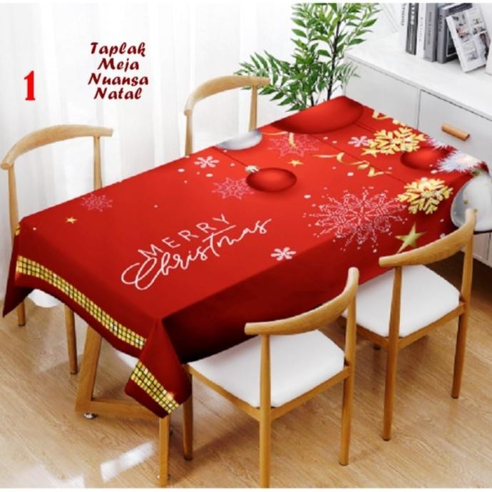 Taplak Meja Natal Taplak Meja Persegi Kain Premium