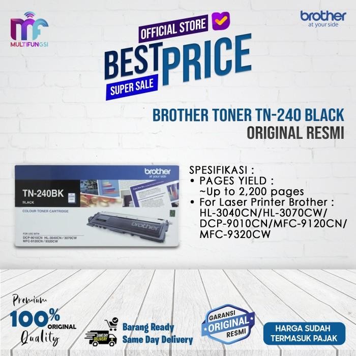 Brother Toner Tn-240 Black Original Resmi Tn 240 / Tn-240Bk