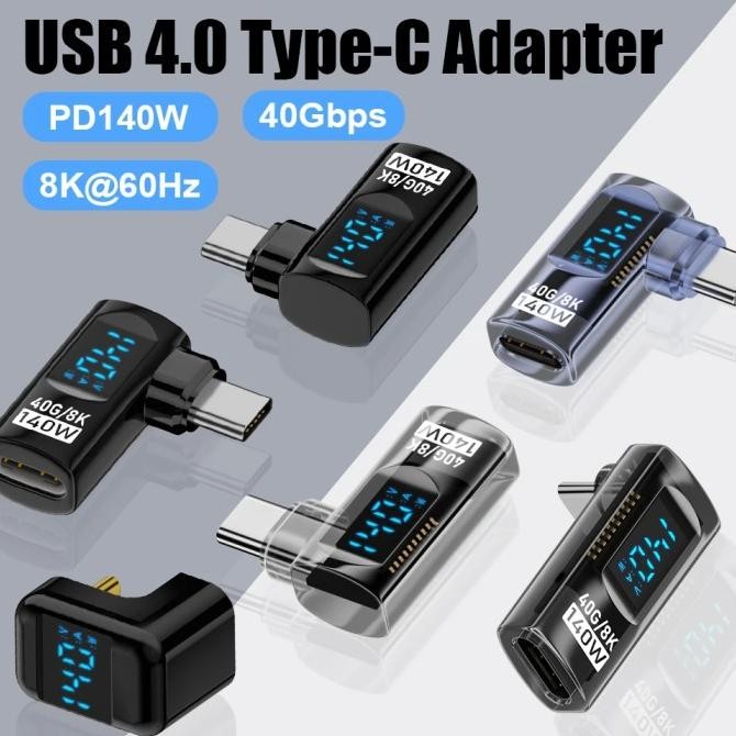 

Produk Baru!! 140W Digital Display USB Type C OTG Adapter 40Gbps 8K@60Hz Fast Charging Converter