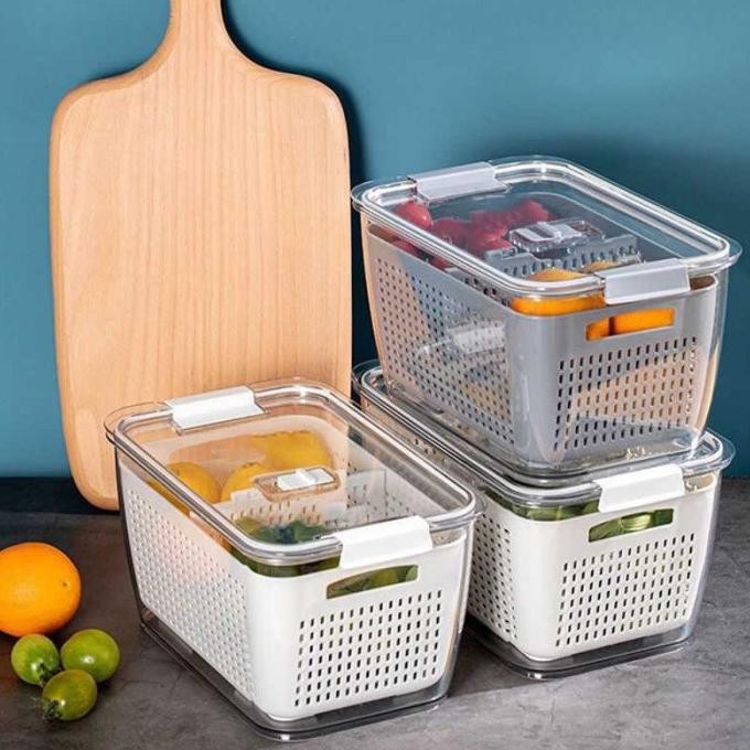 PREMIUM Wadah Makanan Box Kulkas Rak Dapur Kontainer Saringan Freezer TMS