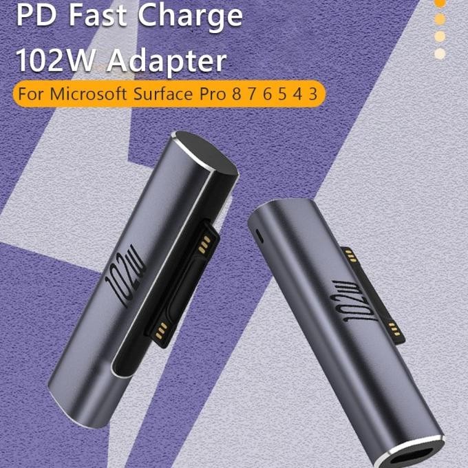 

Produk Baru!! Microsoft Surface Magnetic Charger to USB Type C PD 102W Power Adapter Converter Laptop Plug Connector Notebook for Surface ProX876543 Fast Charging