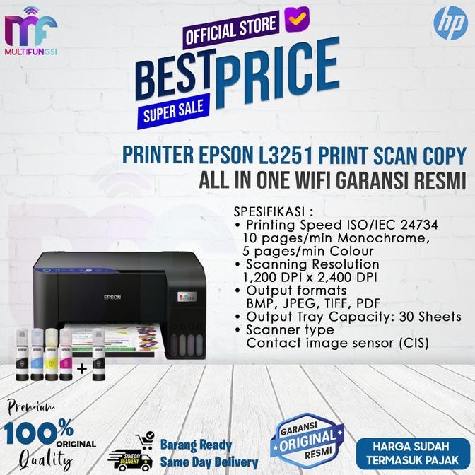 

Printer Epson L3251 Print Scan Copy All In One Wifi Garansi Resmi