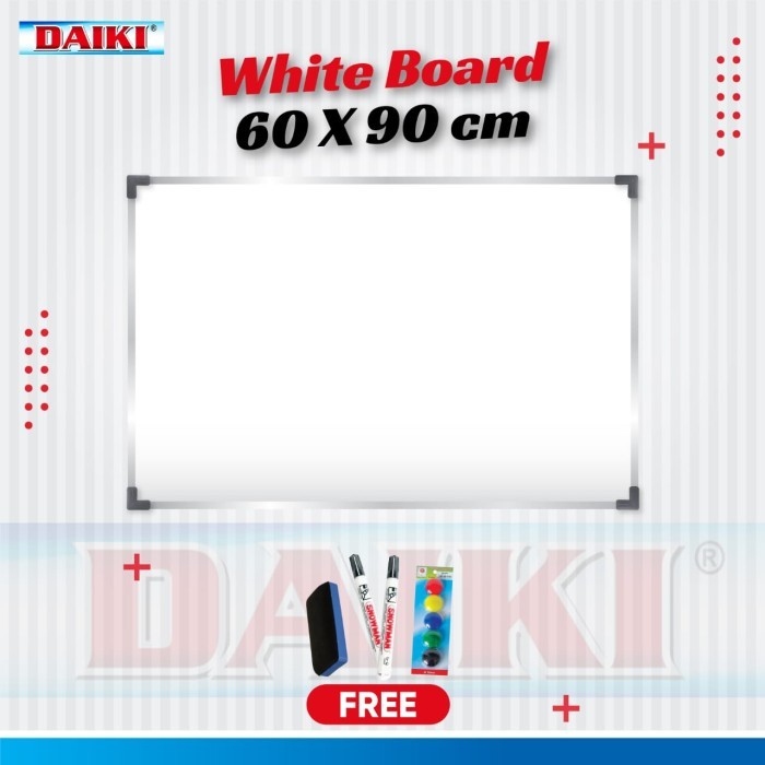 

TERBARU Papan tulis / whiteboard daiki magnetic gantung uk 60x90 Cm