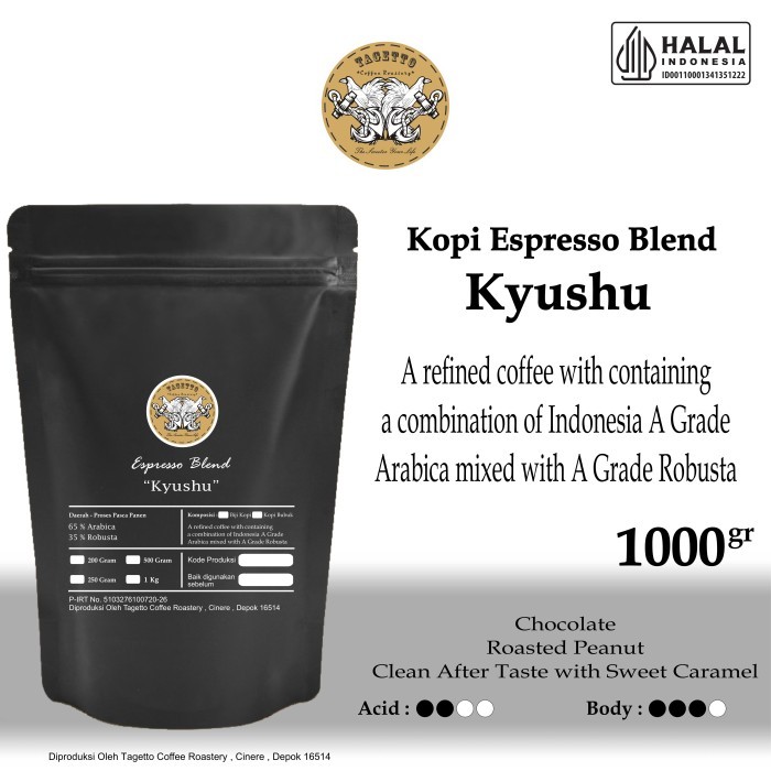 

Termurah Espresso Kyushu 1Kg Tagetto Coffee Blend 65% Arabica - 35% Robusta