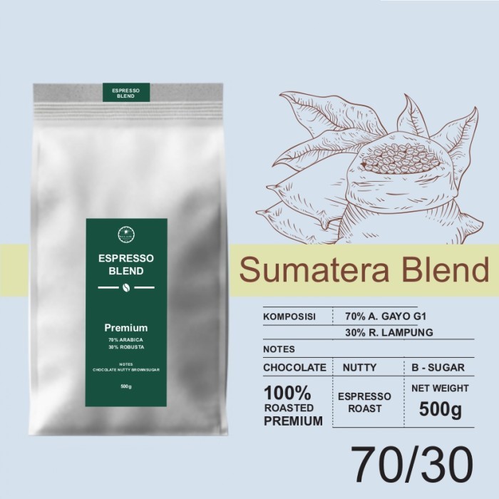 

Diskon Kopi Espresso Blend Sumatra A70/R30 - 500 Gr Biji/Bubuk