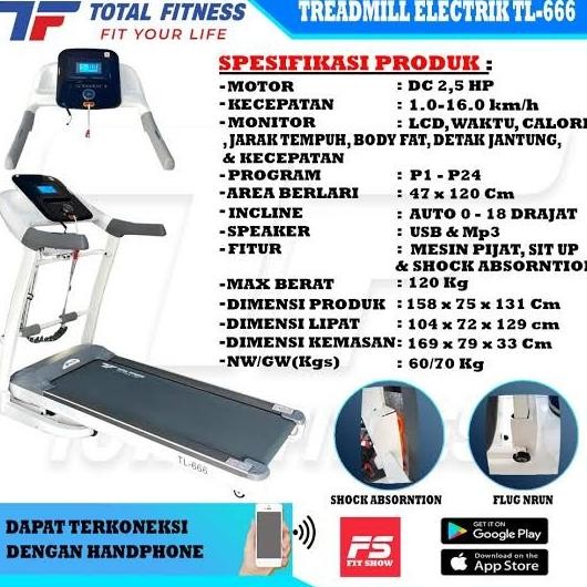 Treadmill Elektrik TL666 - Total Fitness