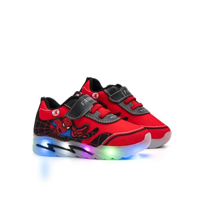 Sepatu Anak Laki-laki Model Lampu Led / Sepatu Sneakers anak Karakter Spider - Arkana