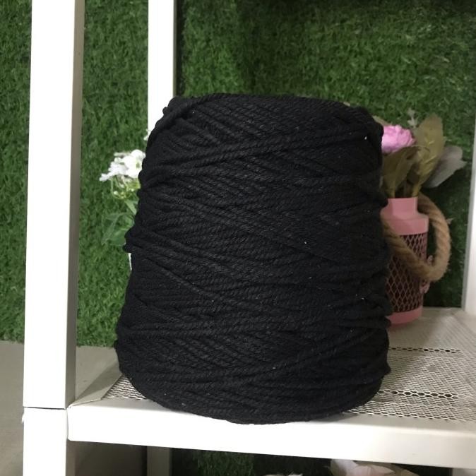 

Benang macrame rope warna hitam twist ukuran 4mm kualitas premium