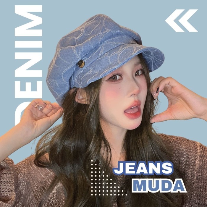 Topi Golf Jeans Bervolume / Topi Cewek Keren Denim Jeans / Topi Wanita U Jeans