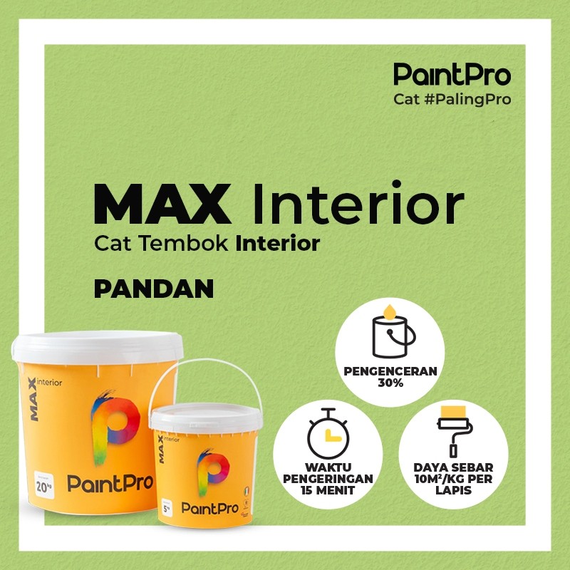 PaintPro MAX Pandan Cat Tembok 5 Kg Interior Warna Hijau Pandan