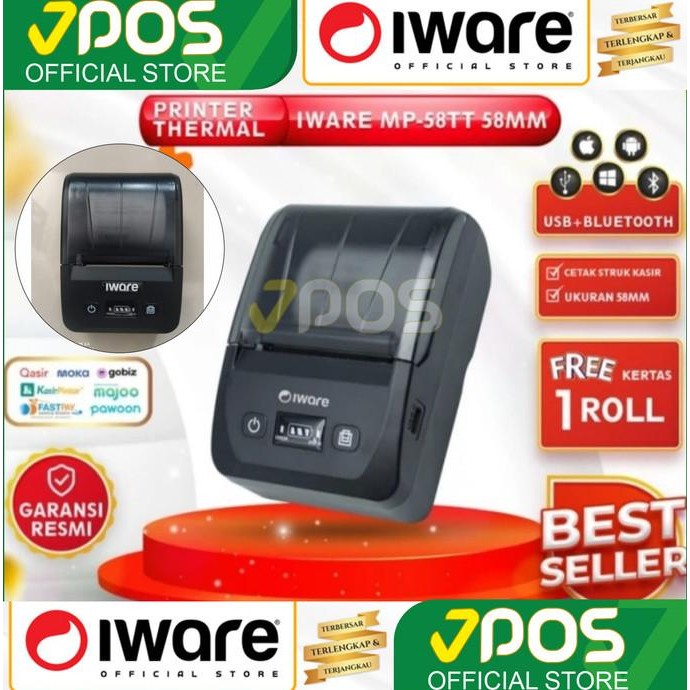 Mobile Printer Thermal Bluetooth 58mm MP58 IWARE