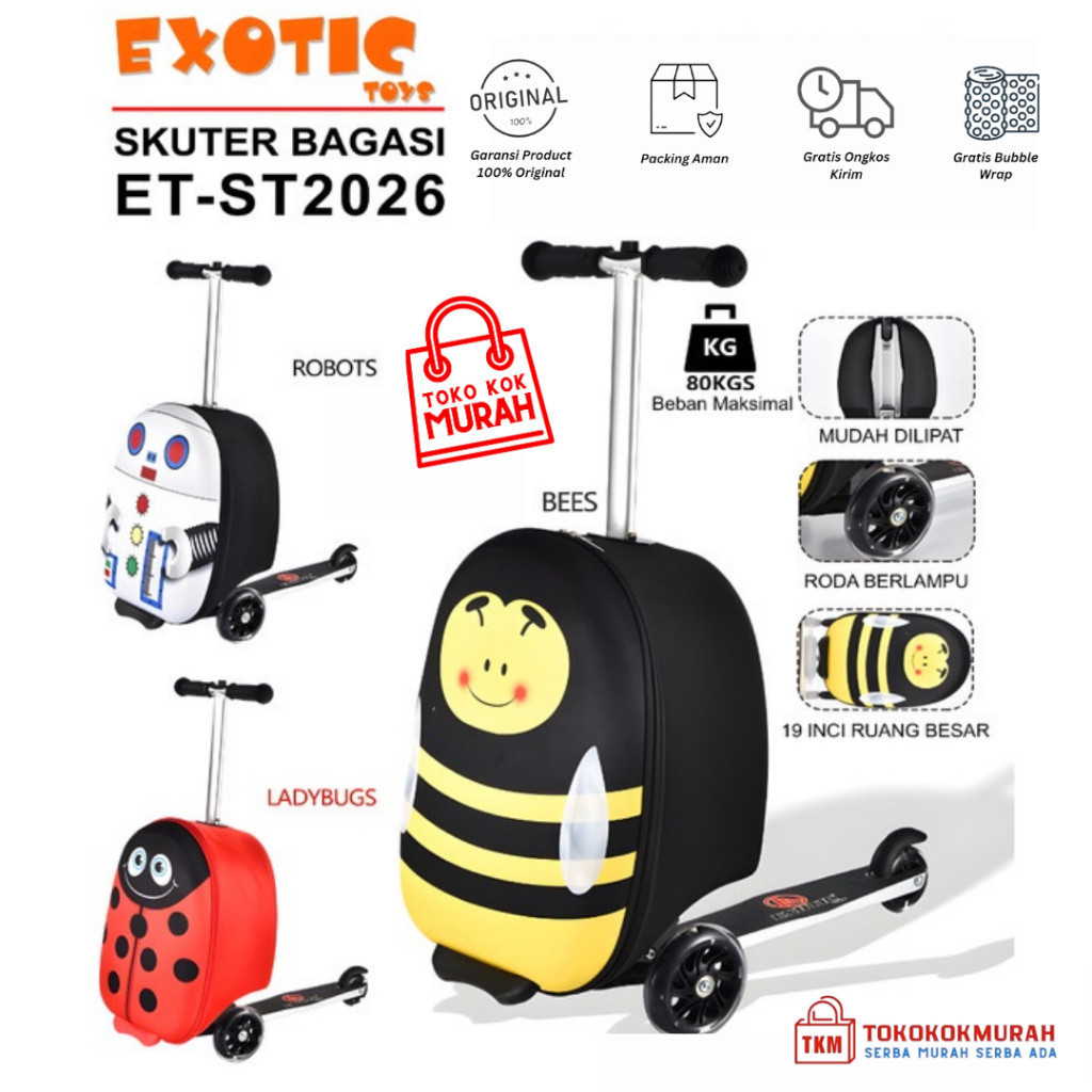 Scooter Anak Roda 3 ET ST 2026 Koper Bagasi Skuter Otoped Karakter