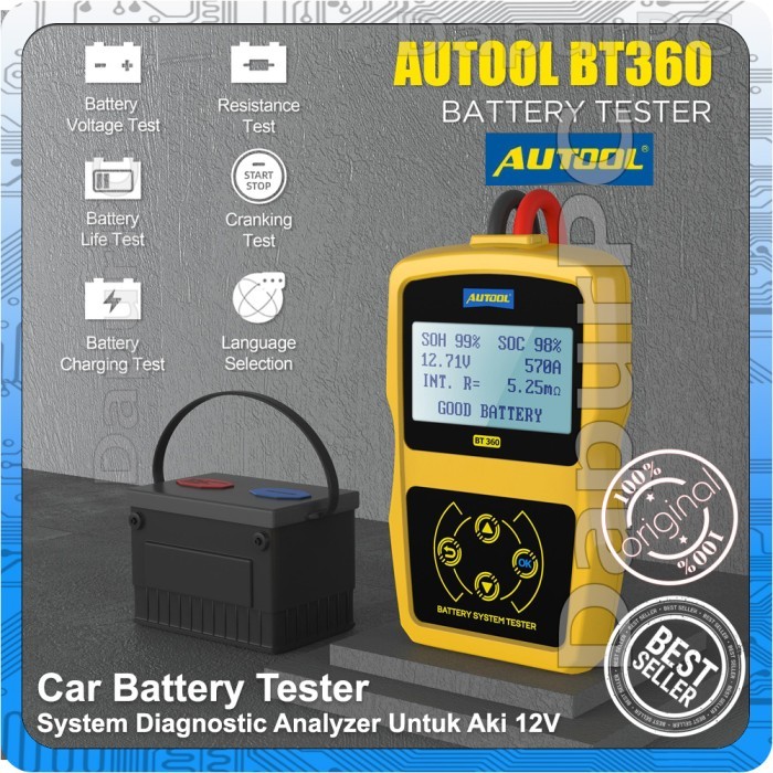 Autool Car Battery Tester System Diagnostic Analyzer Aki 12 Volt