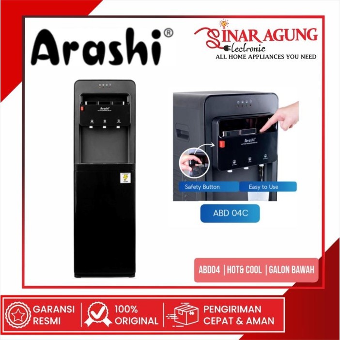 ARASHI BOTTOM DISPENSER ABD04C ABD 04C / ABD04 HOT& COOL GALON BAWAH