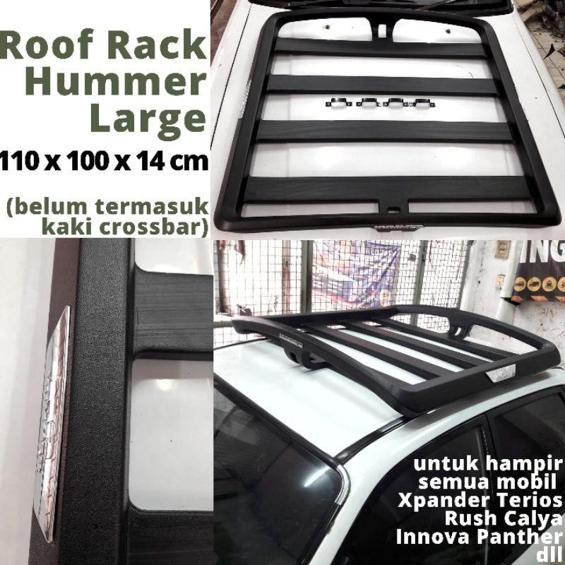Roofrack Hummer Large 110X100Cm Hitam Rack Xpander Calya Innova Panther Rush Rak Atas Atap Mobil
