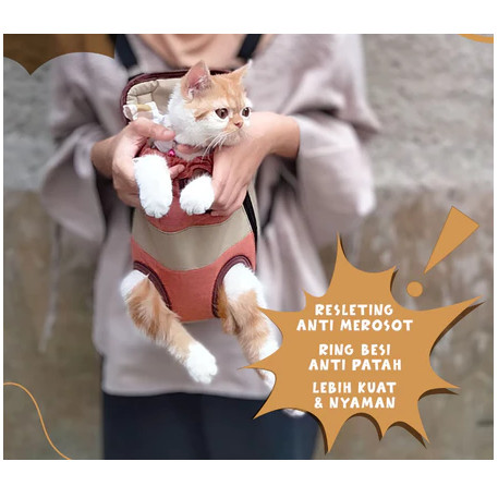 Gendongan Kucing Depan Belakang Tas Gendong Anjing Kitten Lucu Kecil Besar Hewan Jumbo