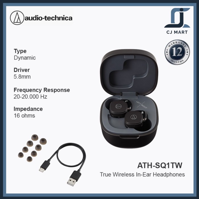 NEW Audio Technica ATH-SQ1TW Wireless Earbuds SQ1 TW SQ 1 TWS Earphone Ath