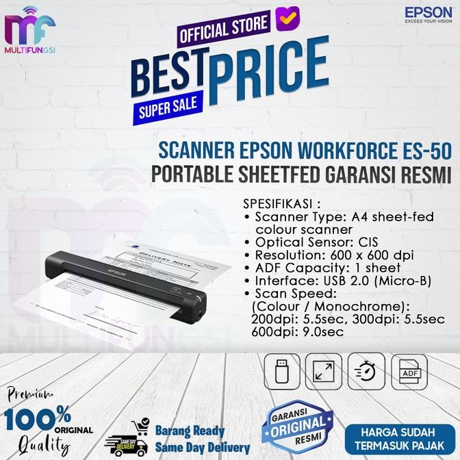 

Scanner Epson WorkForce ES-50 Portable Sheetfed - ES50 - Garansi Resmi