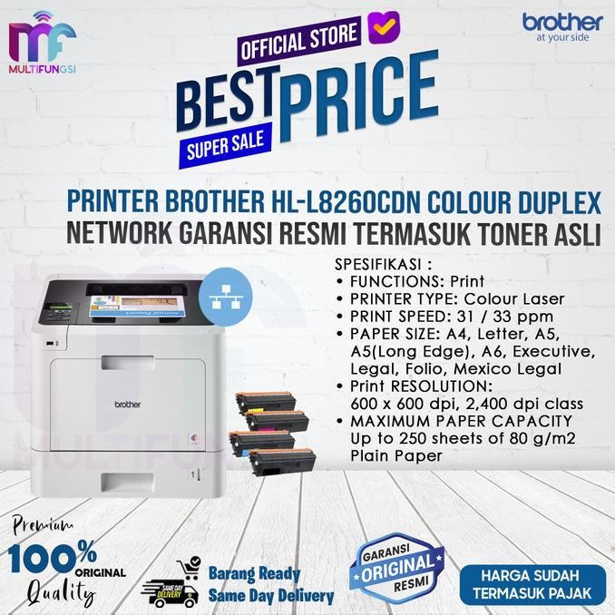 

Printer Brother HL-L8260CDN Colour Duplex Network Garansi Resmi 33ppm