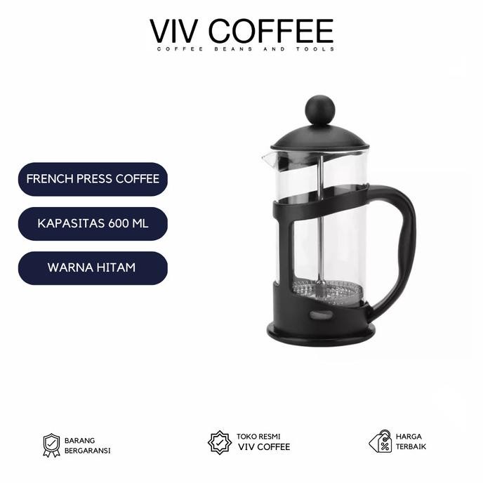 

French Press Coffee 600ml Hitam