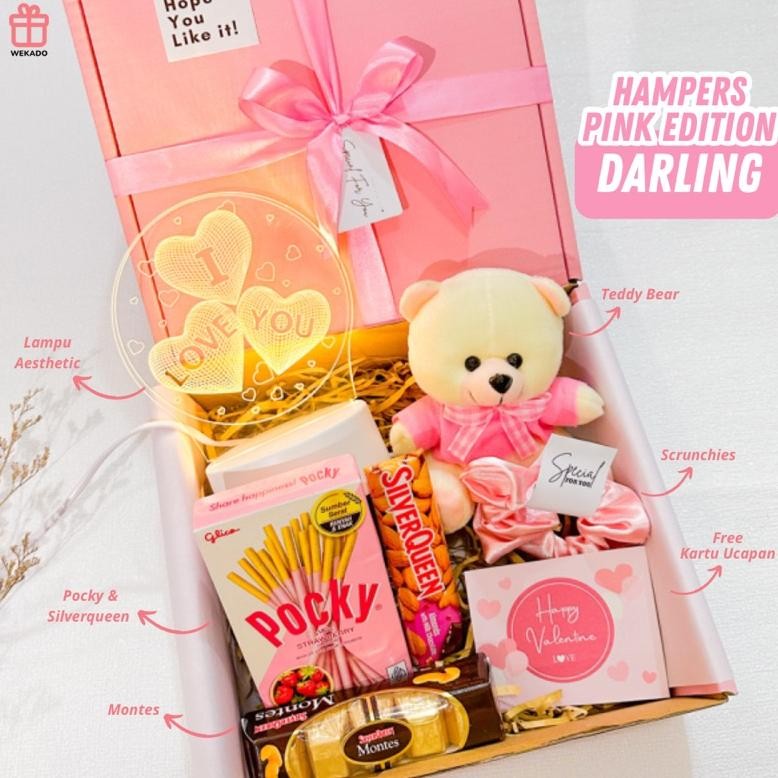 

[DARLING] Hampers Cewe Anniversary Ulang Tahun Wisuda Valentine | Kado Wanita Pink Edition Coklat Boneka