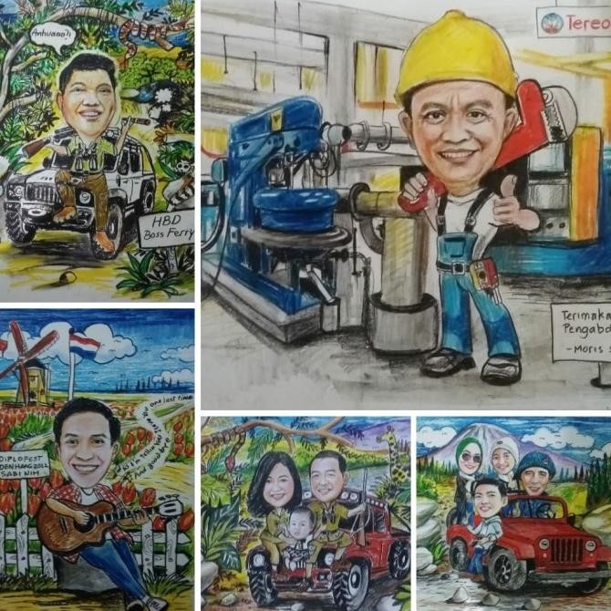 

READY STOCK SKETSA KARIKATUR BERWARNA +BINGKAI MINIMALIS A3 (1 WAJAH) !!!!!