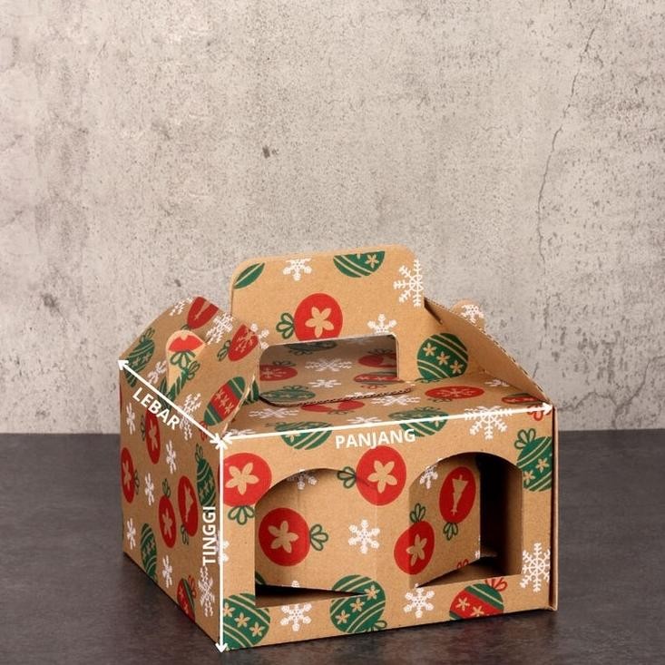 

CR - ( 10pcs ) Kardus Box Dus Jinjing Toples Jar 500ml Isi 4 Natal Dus Kue Kering Kotak Packaging Hampers Parcel Christmas TERLARIS