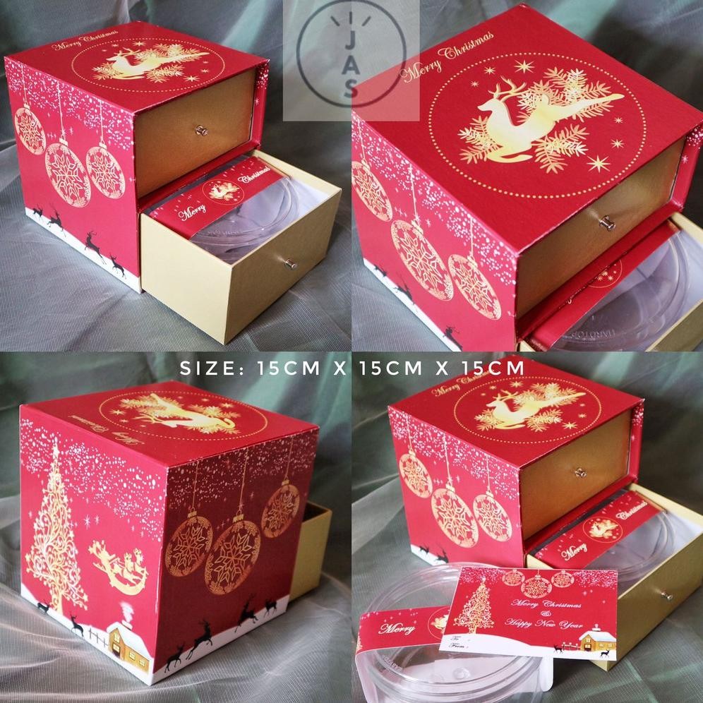 

CR - kotak kue 15x15x15 hardbox / hand made / box kue 2 tingkat edisi natal TERLARIS