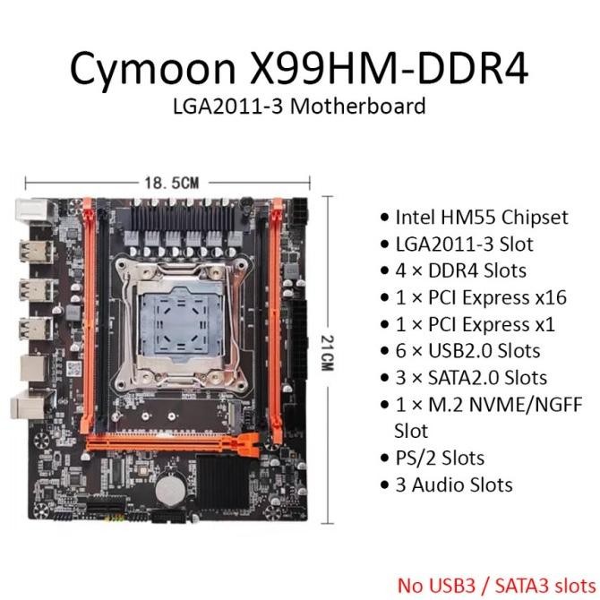 CYMOON X99 MOTHERBOARD LGA 2011-3 DDR4 MAINBOARD MOBO USB3 SATA3 ORIGINAL DAN TERPERCAYA