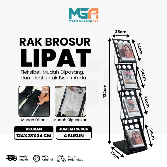 

TERMURAH - RAK BROSUR / RAK DISPLAY / RAK MAJALAH 4 SUSUN LIPAT BESI
