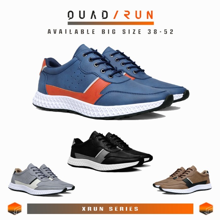 Sepatu Olahraga Pria Terbaru Ukuran 45 46 47 Breathable QuadRun Xrun