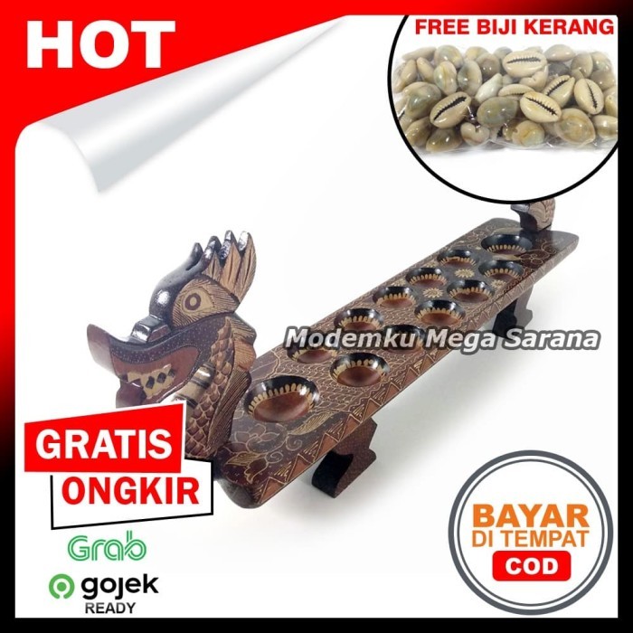 Congklak Dakon Kayu Batik Naga 60x13x23 cm