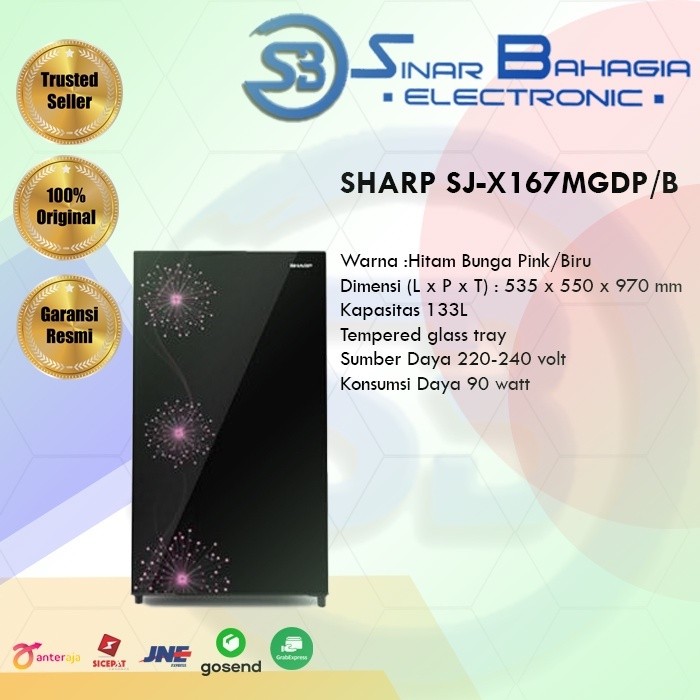SHARP SJ-X167MGDP KULKAS 1 PINTU BUNGA (NEW) (KHUSUS BANDUNG)