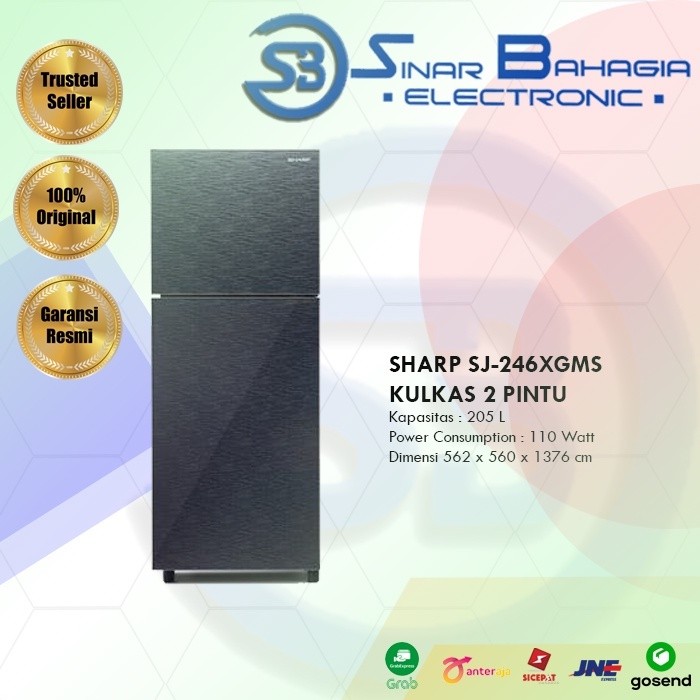 SHARP SJ-246XGMS  KULKAS 2 PINTU (NEW) (KHUSUS BANDUNG )